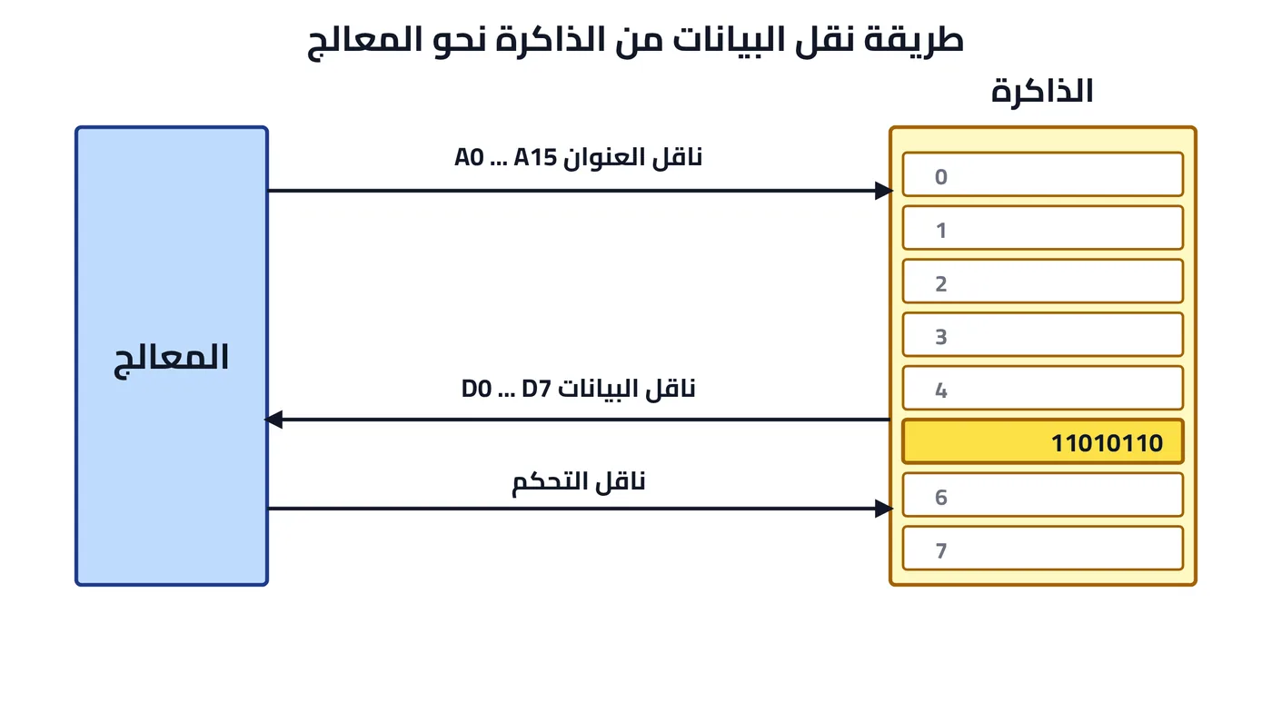 شكل ٤-٧: طريقة نقل البيانات من الذاكرة نحو المعالج